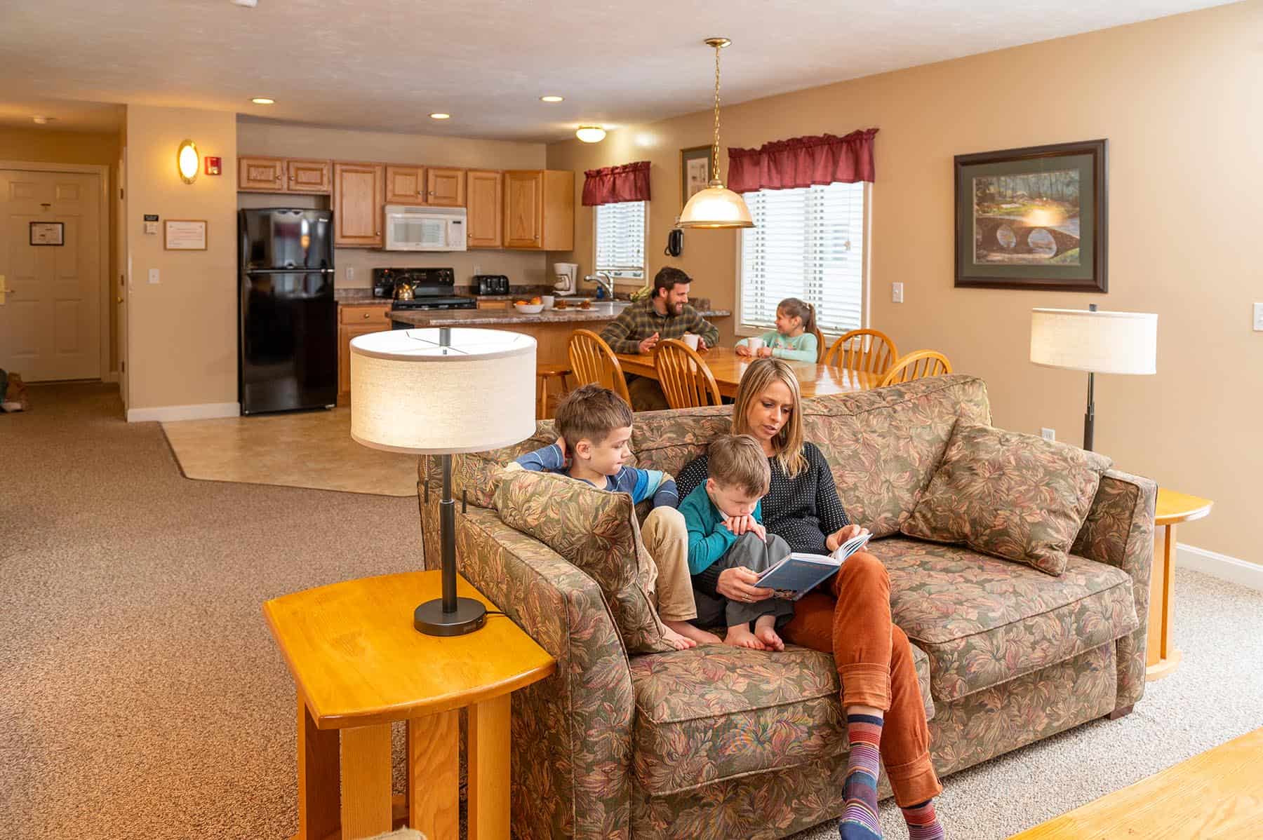 family in spacious suite