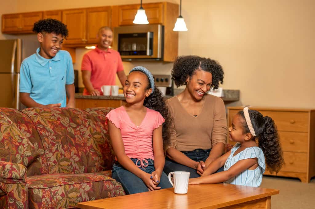 family in living room