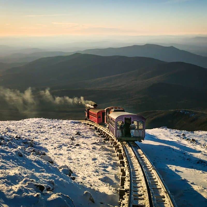 Mt. Washington Cog railway in winter