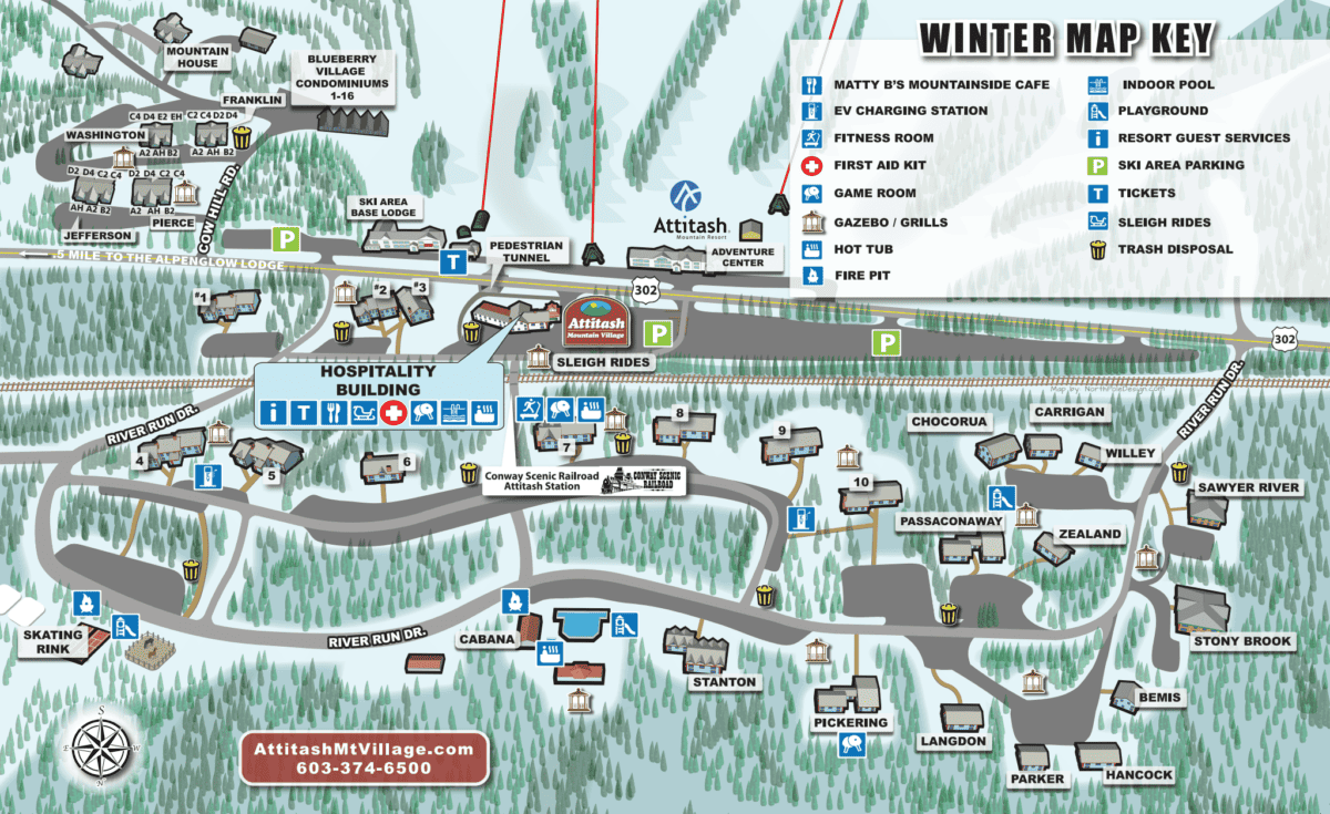 Winter Resort Map - Attitash Mountain Village Resort