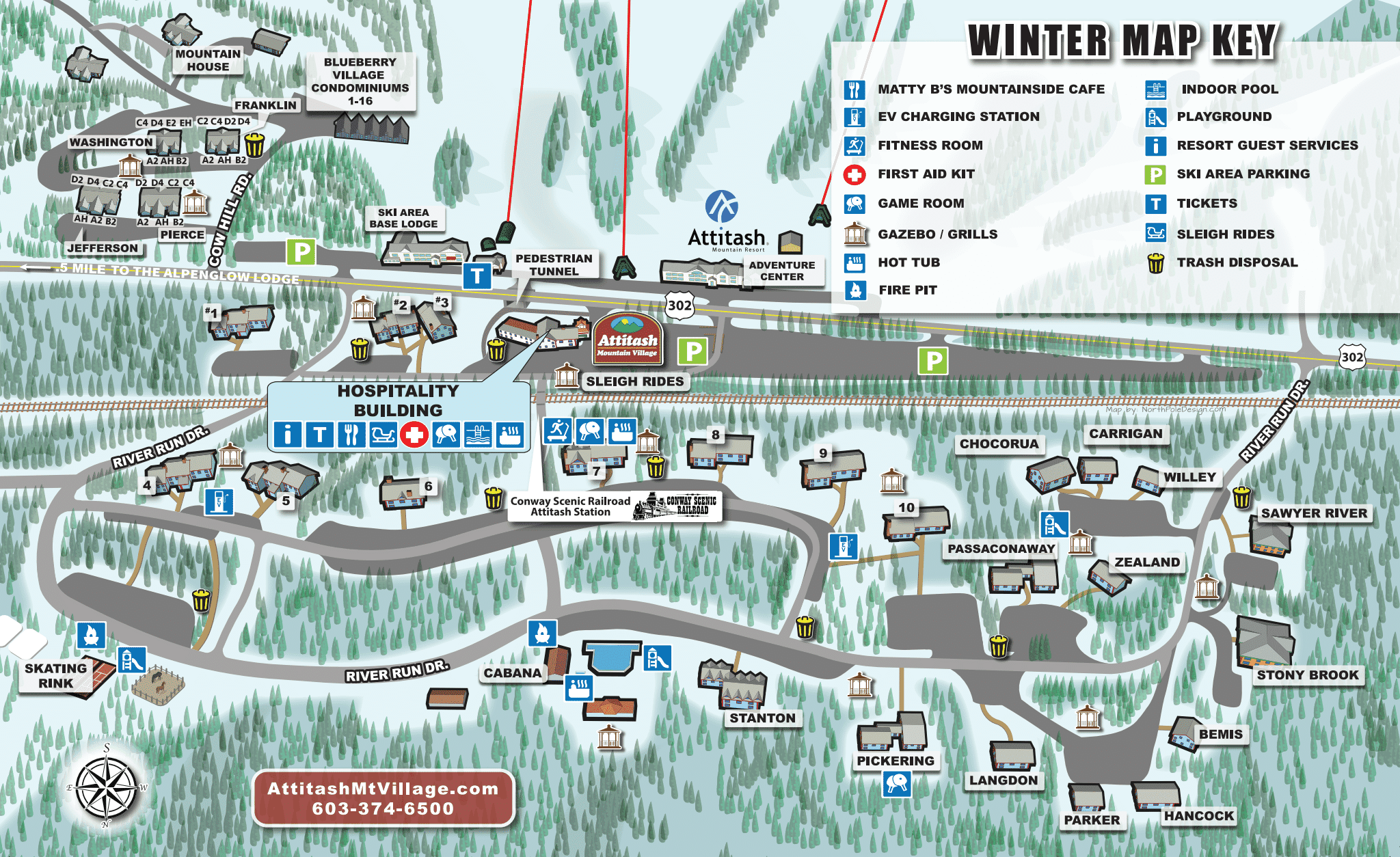 attitash mountain village winter resort map